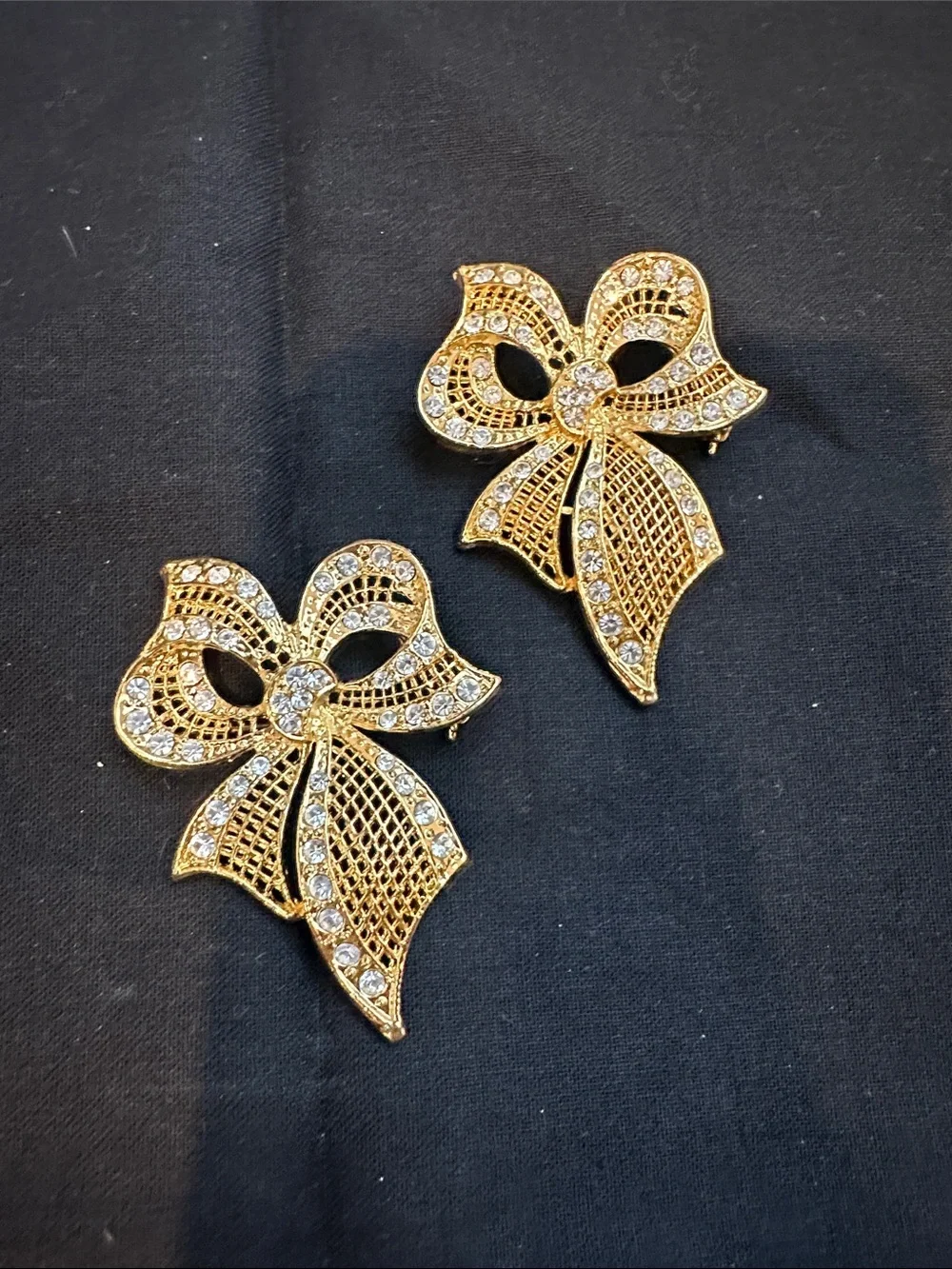 Gold Crystal Bow Brooch - Women Jewelry Accent
